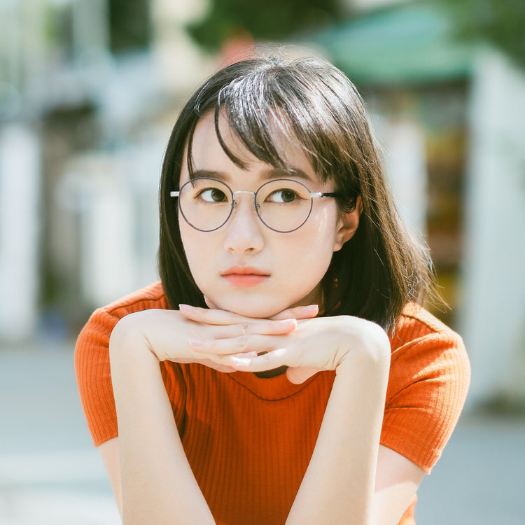 Thick gold-rimmed pear-shaped spectacle frames | GENIC STYLE 142 | Depth numbers apply