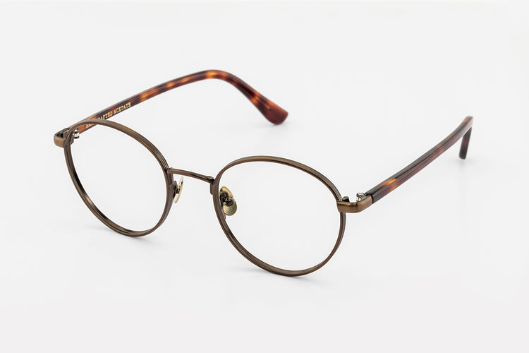 Thick gold-rimmed pear-shaped spectacle frames | GENIC STYLE 142 | Depth numbers apply