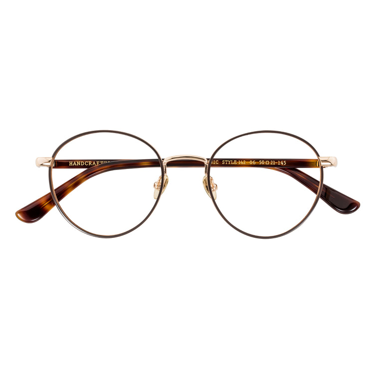 Thick gold-rimmed pear-shaped spectacle frames | GENIC STYLE 142 | Depth numbers apply