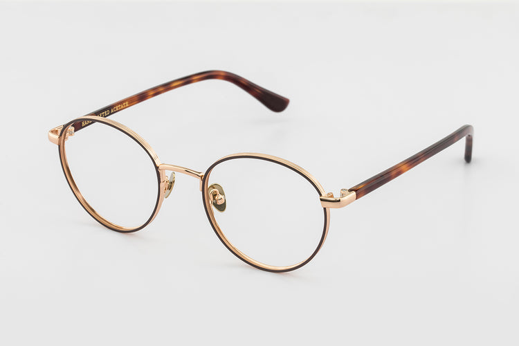 Thick gold-rimmed pear-shaped spectacle frames | GENIC STYLE 142 | Depth numbers apply