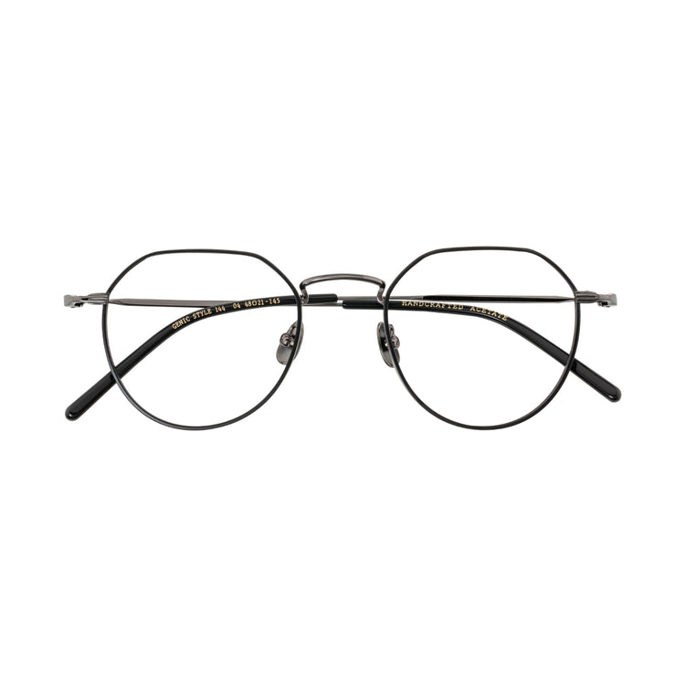 Thick gold-rimmed crown-shaped eyeglass frames | GENIC STYLE 144 | Depth numbers apply