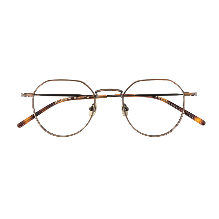 Thick gold-rimmed crown-shaped eyeglass frames | GENIC STYLE 144 | Depth numbers apply