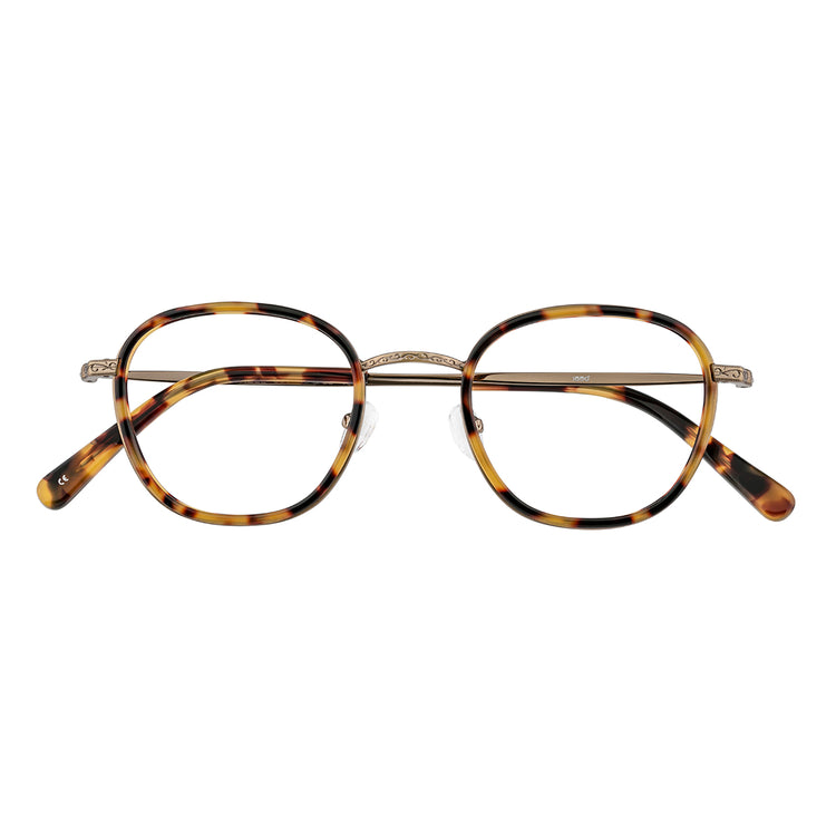 Patterned metal hoop glasses frame | Italian handmade acetate | BRICKELL