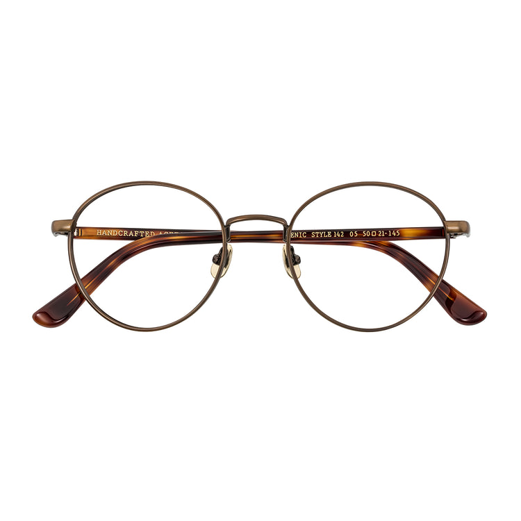 Thick gold-rimmed pear-shaped spectacle frames | GENIC STYLE 142 | Depth numbers apply